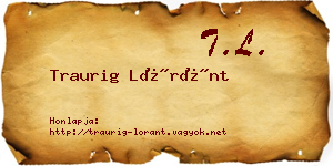 Traurig Lóránt névjegykártya